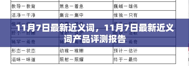 最新近义词产品评测报告，深度解析与体验分享（11月7日更新）