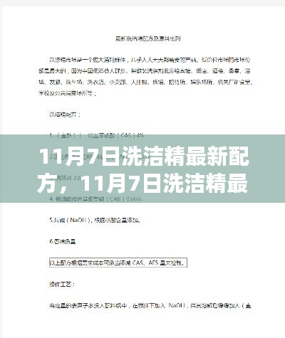 洗洁精最新配方深度解析及观点探讨，揭秘11月7日最新配方动态