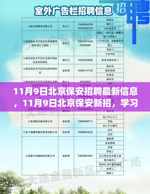 11月9日北京保安招聘最新信息及学习变化，开启自信人生的准备时刻