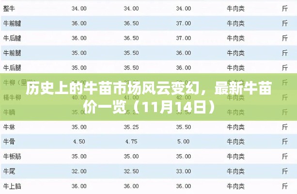 历史上的牛苗市场风云变幻，最新牛苗价一览（11月14日）