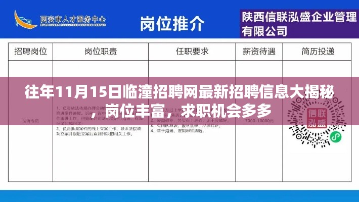 往年11月15日临潼招聘网最新招聘信息大揭秘，岗位丰富，求职机会多多