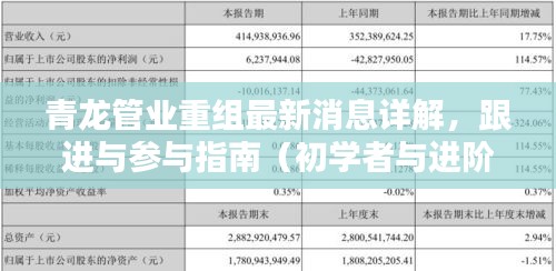 青龙管业重组最新消息详解，跟进与参与指南（初学者与进阶用户必备）