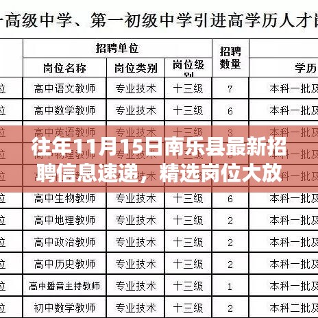 往年11月15日南乐县最新招聘信息速递，精选岗位大放送汇总