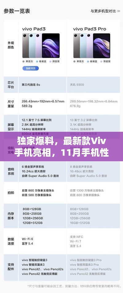 独家爆料，最新款Viv手机亮相，11月手机性能与颜值并存的价格表大揭秘📱