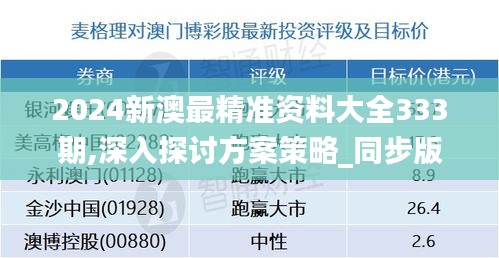 2024新澳最精准资料大全333期,深入探讨方案策略_同步版HLR11.10