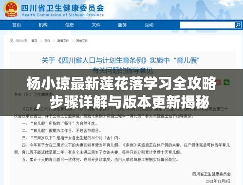 杨小琼最新莲花落学习全攻略，步骤详解与版本更新揭秘