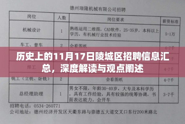 历史上的11月17日陵城区招聘信息汇总，深度解读与观点阐述