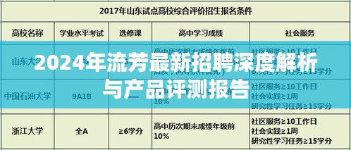 2024年流芳最新招聘深度解析与产品评测报告