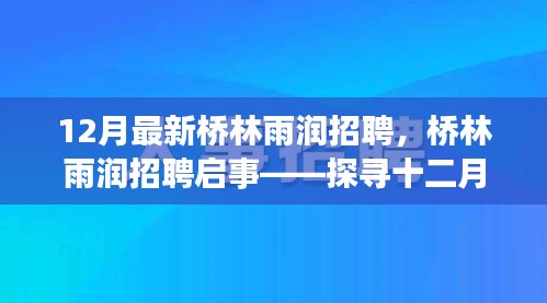 桥林雨润十二月最新招聘启事，探寻职业新机遇