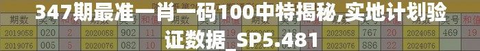 347期最准一肖一码100中特揭秘,实地计划验证数据_SP5.481