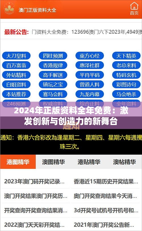 2024年正版资料全年免费：激发创新与创造力的新舞台