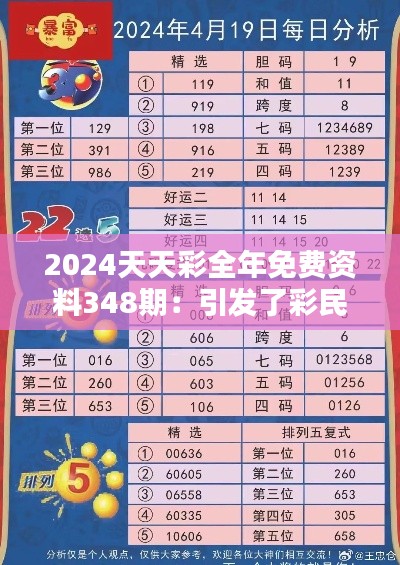 2024天天彩全年免费资料348期：引发了彩民对预测科学的热烈讨论