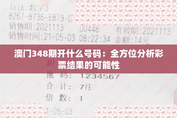 澳门348期开什么号码：全方位分析彩票结果的可能性