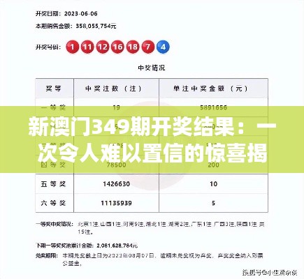 新澳门349期开奖结果：一次令人难以置信的惊喜揭晓