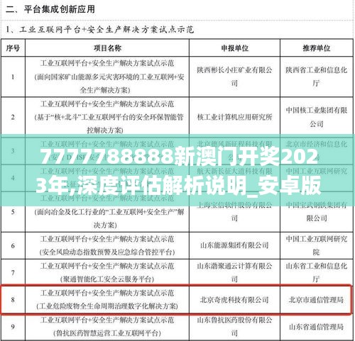 7777788888新澳门开奖2023年,深度评估解析说明_安卓版8.146