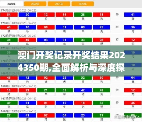 澳门开奖记录开奖结果2024350期,全面解析与深度探讨_开发版10.345